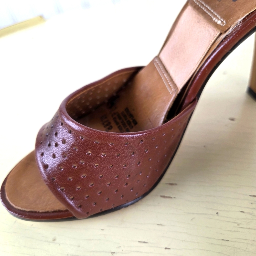 Vintage Foot Works Sling O Lators Brown Leather Women's Mules 6M - Picture 7 of 16